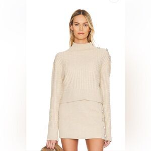 Stitches And Stripes Revolve Lilit Turtleneck sweater Latte Tight cable knit top